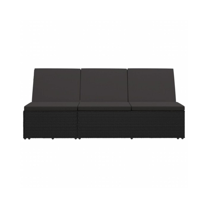 Chaise longue convertible avec coussin Résine tressée Noir  