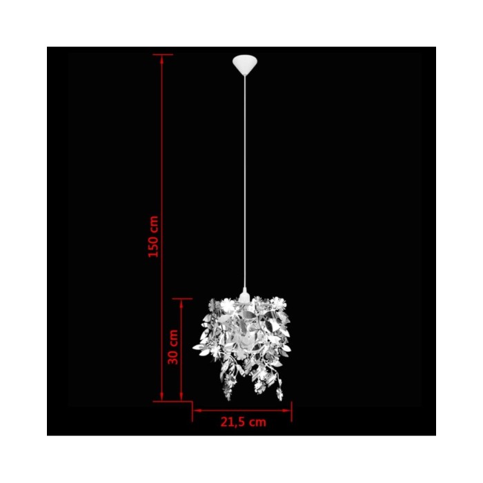 Lustre suspendu à feuilles paillette 21,5 x 30 cm Argenté 