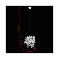 Lustre suspendu à feuilles paillette 21,5 x 30 cm Argenté 