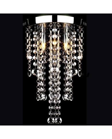 Plafonnier avec perles de cristal Blanc Métal