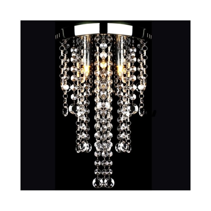 Plafonnier avec perles de cristal Blanc Métal