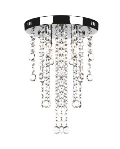Plafonnier avec perles de cristal Blanc Métal