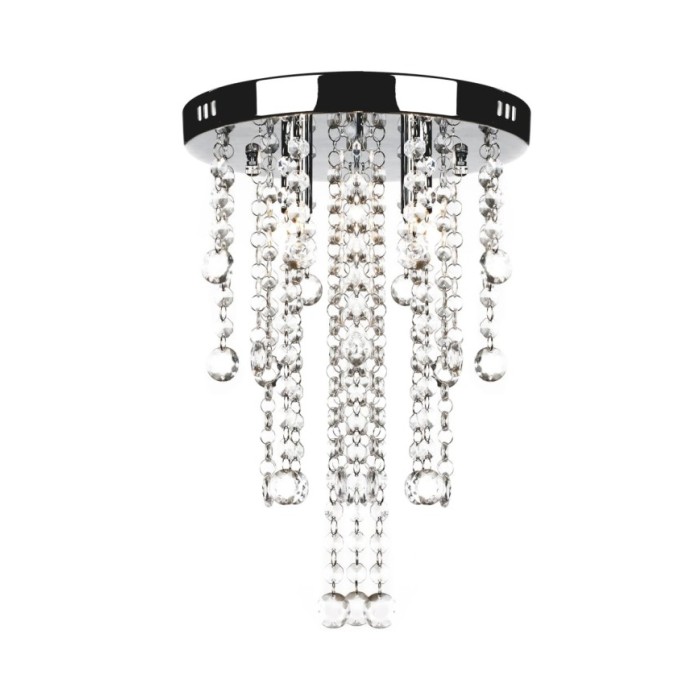Plafonnier avec perles de cristal Blanc Métal