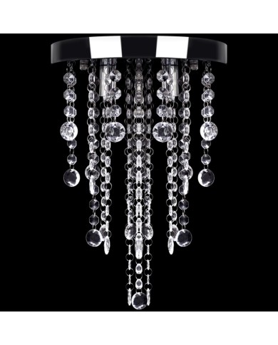 Plafonnier avec perles de cristal Blanc Métal