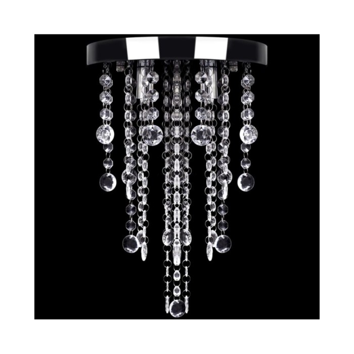 Plafonnier avec perles de cristal Blanc Métal