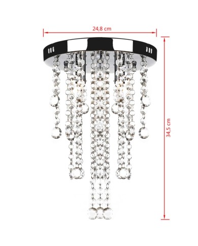 Plafonnier avec perles de cristal Blanc Métal