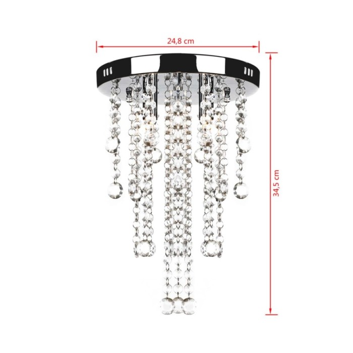 Plafonnier avec perles de cristal Blanc Métal