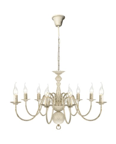 Lustre en métal blanc antique 8 x E14 ampoules