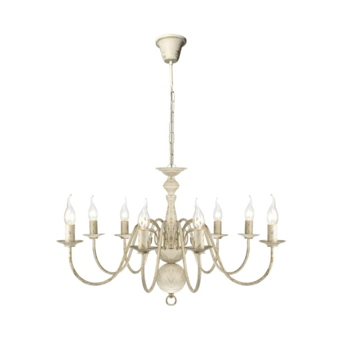 Lustre en métal blanc antique 8 x E14 ampoules