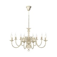 Lustre en métal blanc antique 8 x E14 ampoules