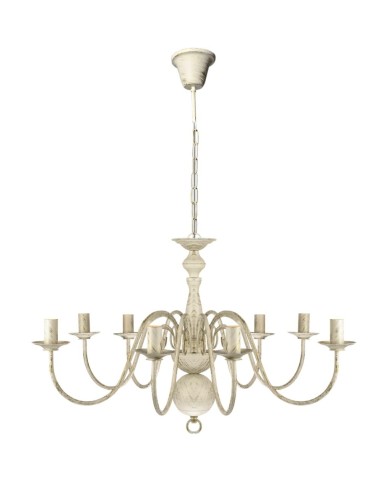 Lustre en métal blanc antique 8 x E14 ampoules