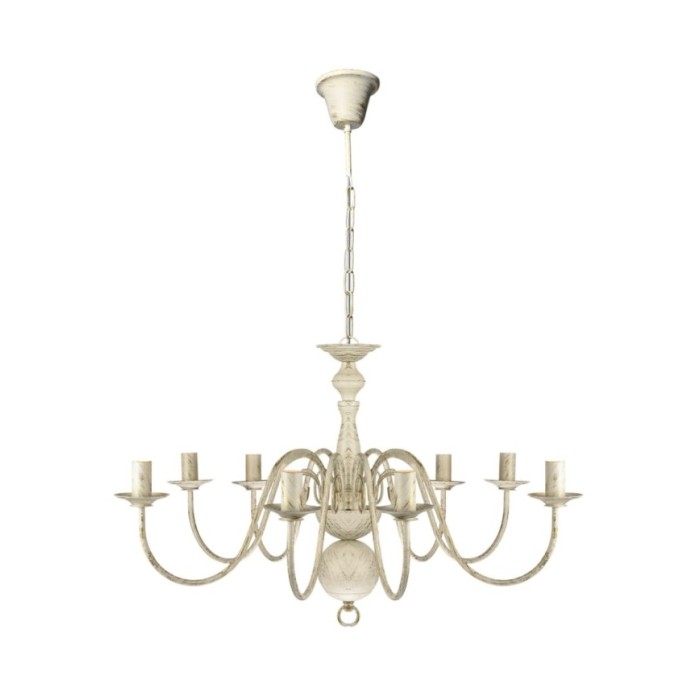 Lustre en métal blanc antique 8 x E14 ampoules