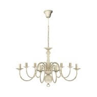 Lustre en métal blanc antique 8 x E14 ampoules
