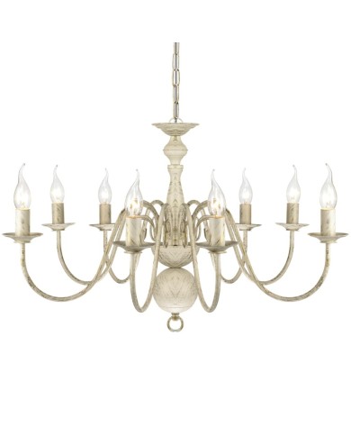 Lustre en métal blanc antique 8 x E14 ampoules