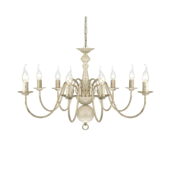 Lustre en métal blanc antique 8 x E14 ampoules