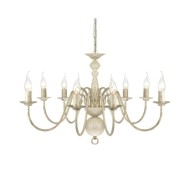 Lustre en métal blanc antique 8 x E14 ampoules