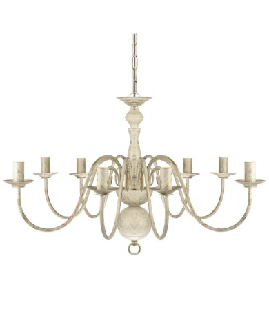 Lustre en métal blanc antique 8 x E14 ampoules