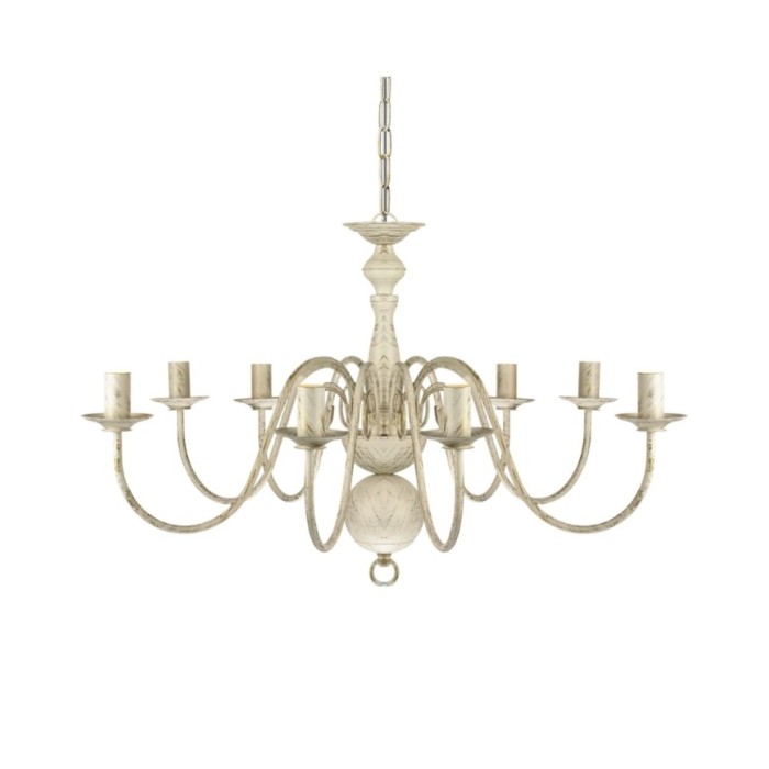 Lustre en métal blanc antique 8 x E14 ampoules