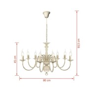 Lustre en métal blanc antique 8 x E14 ampoules