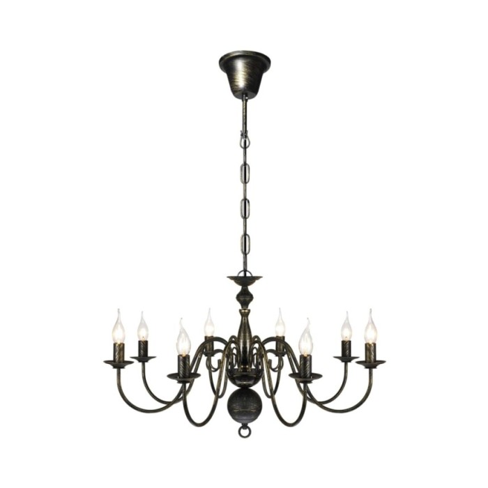 Lustre en métal noir antique 8 x E14 ampoules