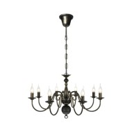 Lustre en métal noir antique 8 x E14 ampoules