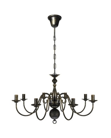Lustre en métal noir antique 8 x E14 ampoules