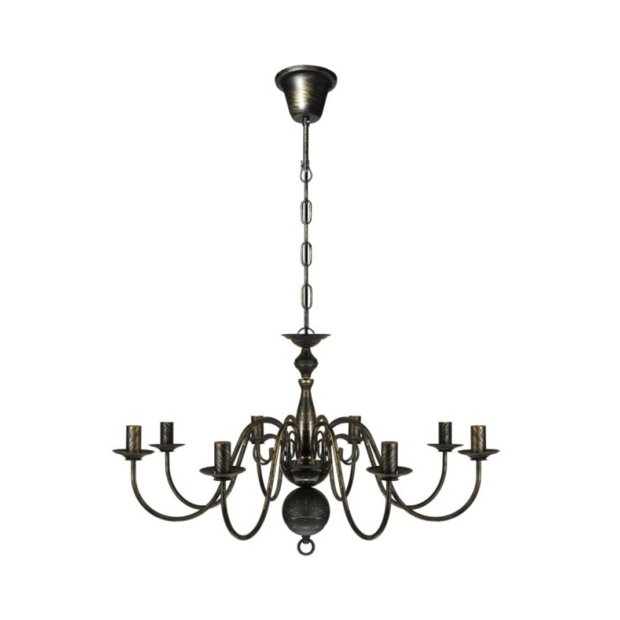 Lustre en métal noir antique 8 x E14 ampoules