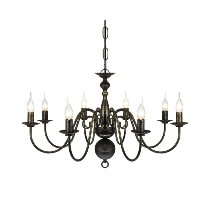 Lustre en métal noir antique 8 x E14 ampoules