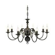 Lustre en métal noir antique 8 x E14 ampoules