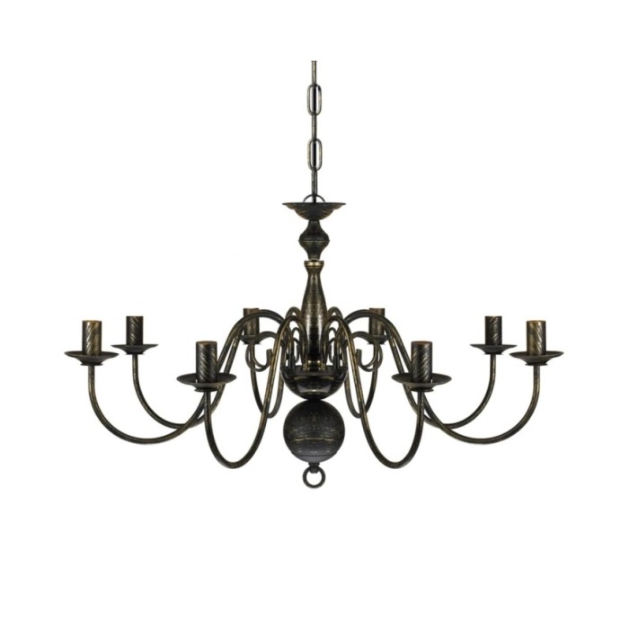 Lustre en métal noir antique 8 x E14 ampoules