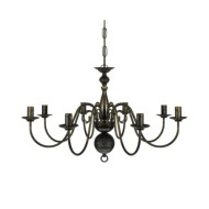 Lustre en métal noir antique 8 x E14 ampoules