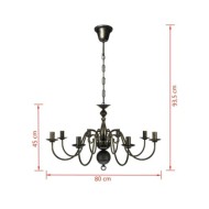 Lustre en métal noir antique 8 x E14 ampoules