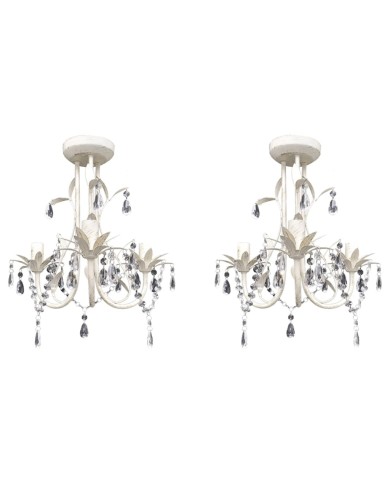 Lustres suspendus à cristaux 2 pcs Blanc élégant