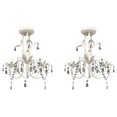 Lustres suspendus à cristaux 2 pcs Blanc élégant