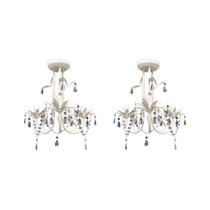 Lustres suspendus à cristaux 2 pcs Blanc élégant
