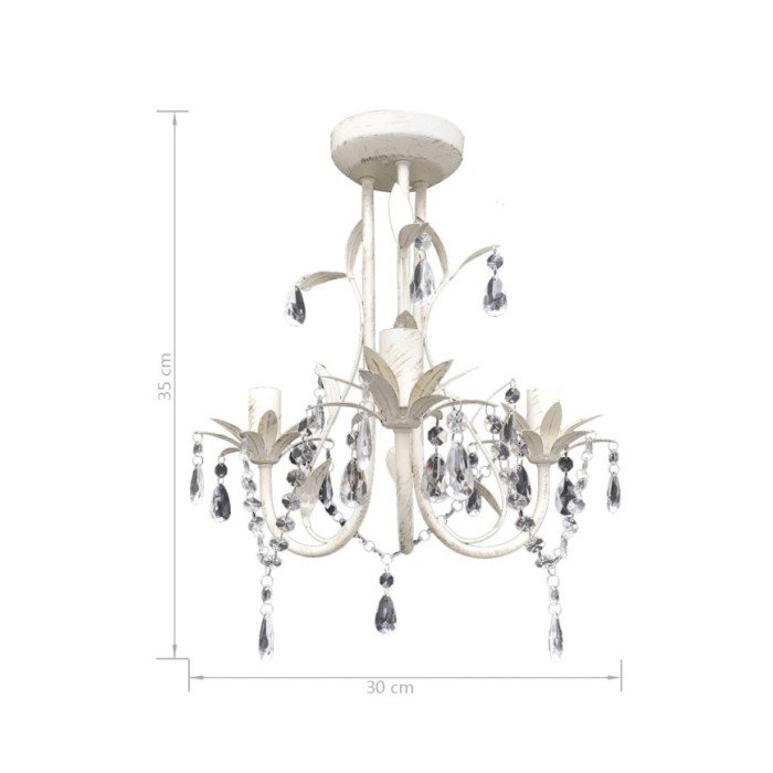 Lustres suspendus à cristaux 2 pcs Blanc élégant