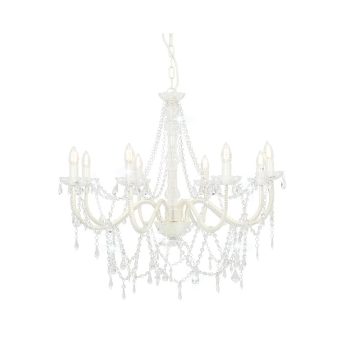 Lustre avec perles Blanc 8 ampoules E14
