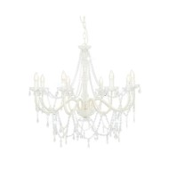 Lustre avec perles Blanc 8 ampoules E14