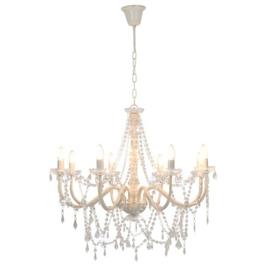 Lustre avec perles Blanc 8 ampoules E14