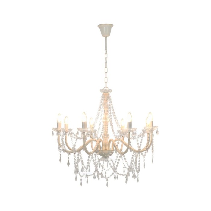Lustre avec perles Blanc 8 ampoules E14