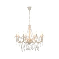 Lustre avec perles Blanc 8 ampoules E14