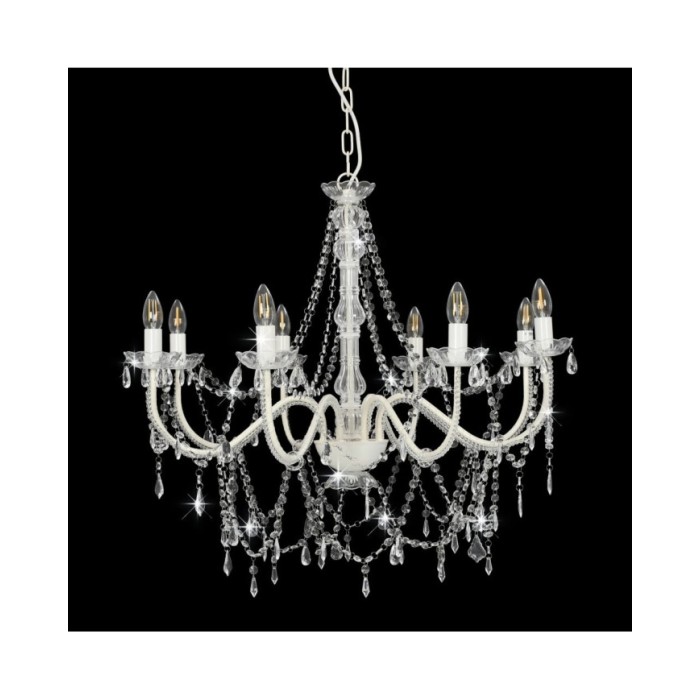 Lustre avec perles Blanc 8 ampoules E14