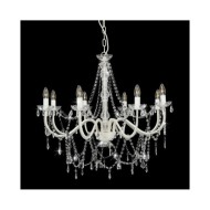 Lustre avec perles Blanc 8 ampoules E14