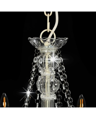 Lustre avec perles Blanc 8 ampoules E14