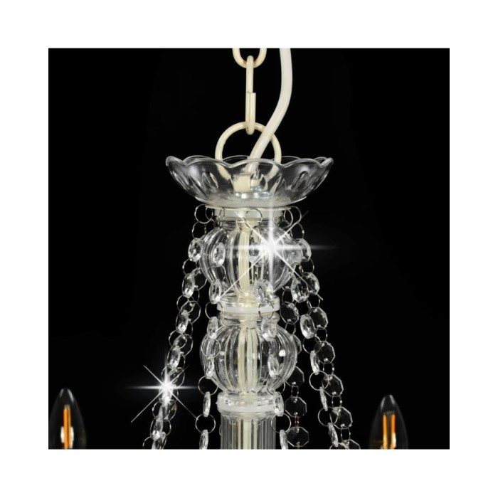 Lustre avec perles Blanc 8 ampoules E14