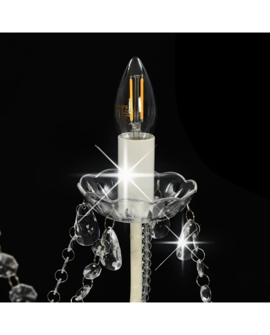 Lustre avec perles Blanc 8 ampoules E14