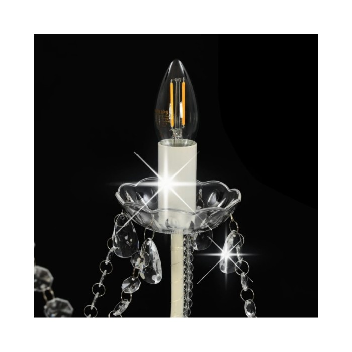 Lustre avec perles Blanc 8 ampoules E14