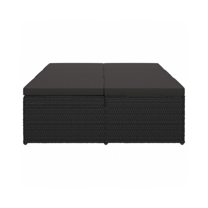 Chaise longue convertible avec coussin Résine tressée Noir  