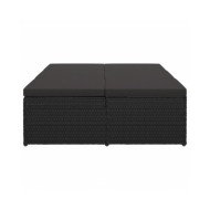 Chaise longue convertible avec coussin Résine tressée Noir  