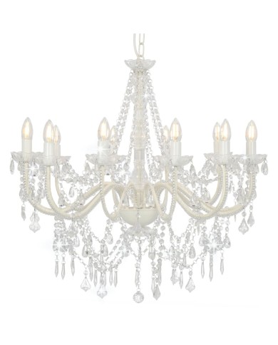 Lustre avec perles Blanc 12 ampoules E14
